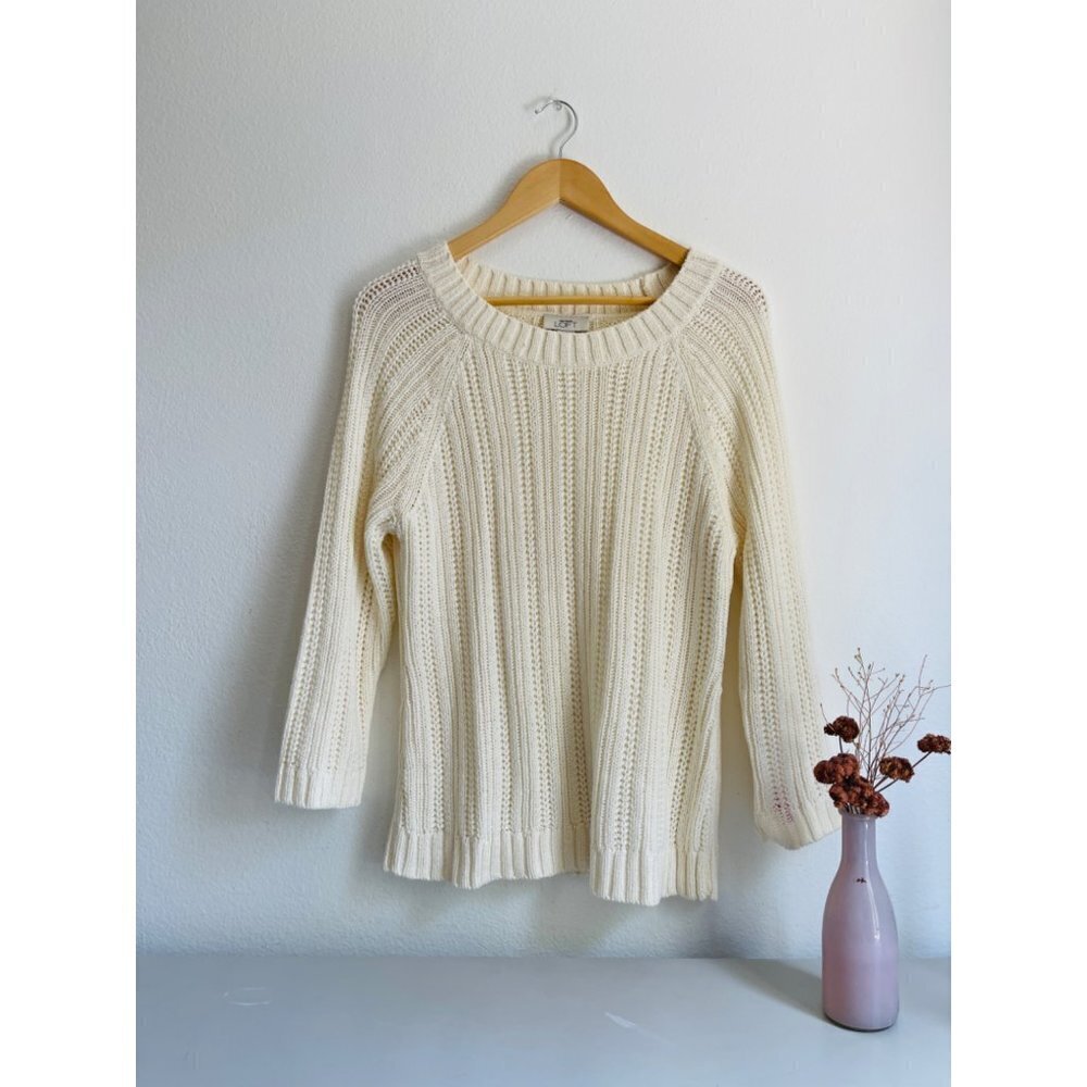 Ann Taylot Loft Cream Knit Sz XL